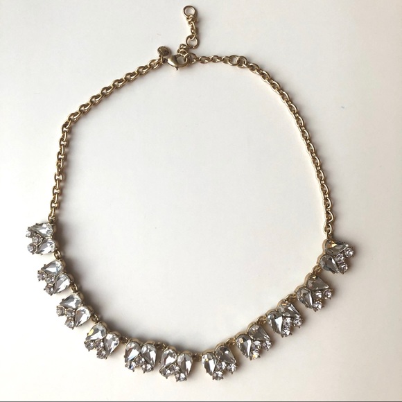 J CREW Gold Tone Chain, Cut Crystal Necklace - Picture 2 of 8